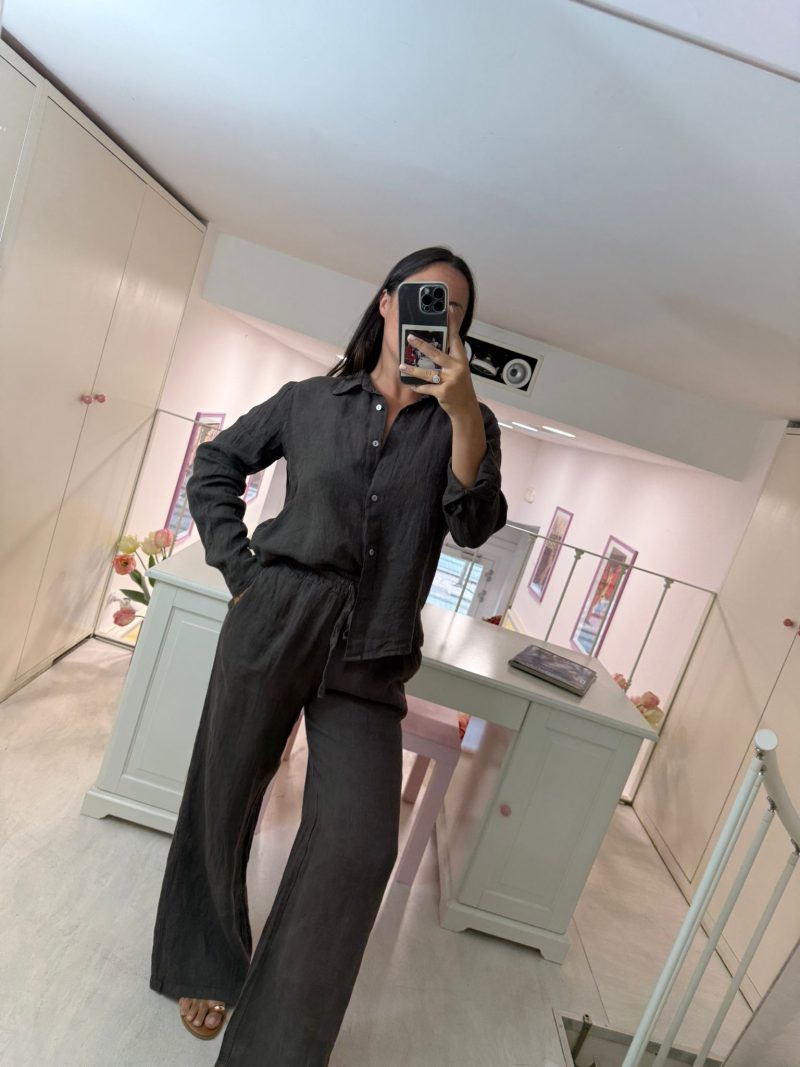 COORDINATO IN LINO MARRONE