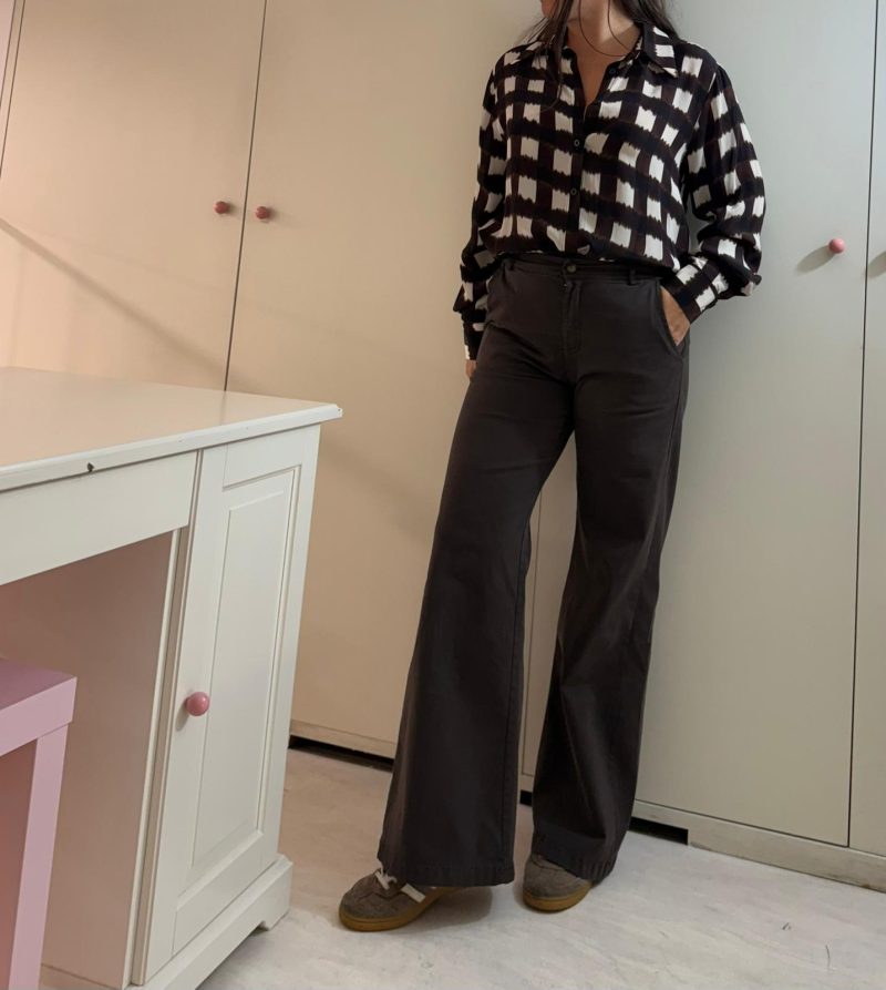 PANTALONE WIDE LEG MARRONE