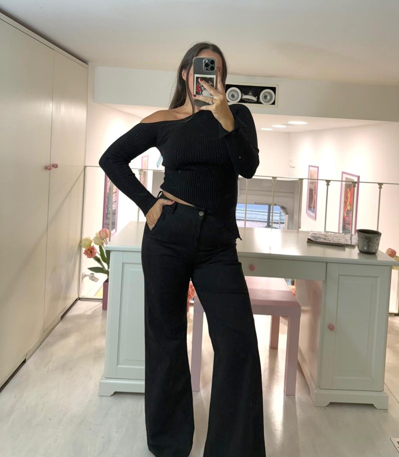 PANTALONE WIDE LEG NERO