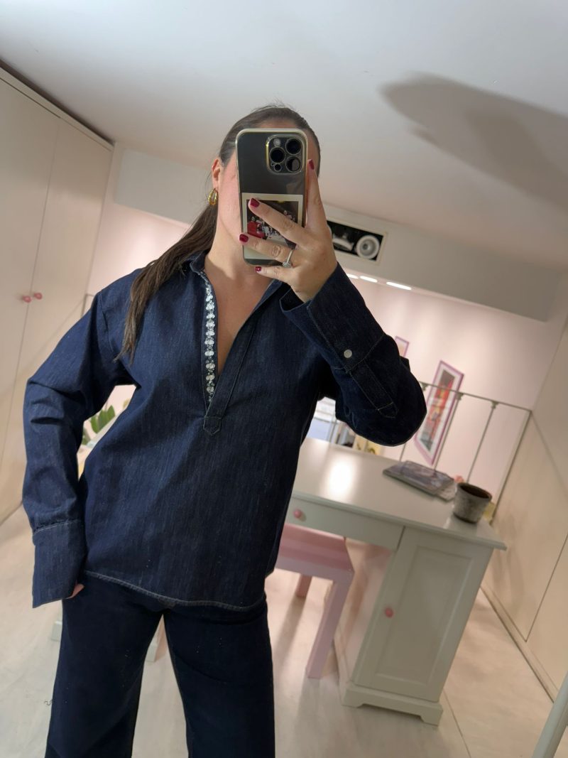 CAMICIA DENIM STRASS
