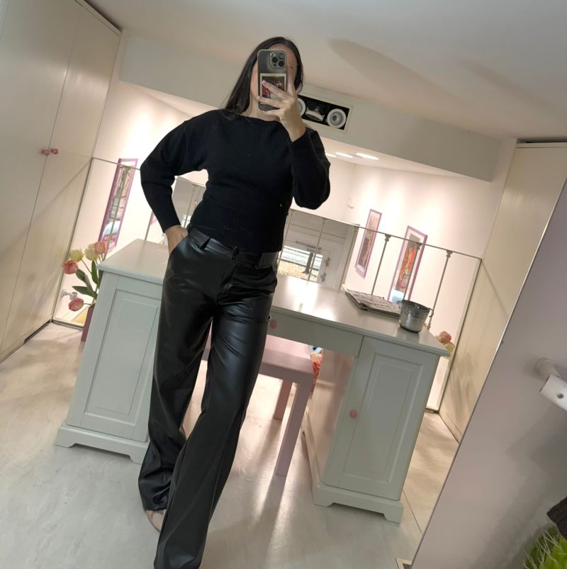 PANTALONE PALAZZO ECO NERO