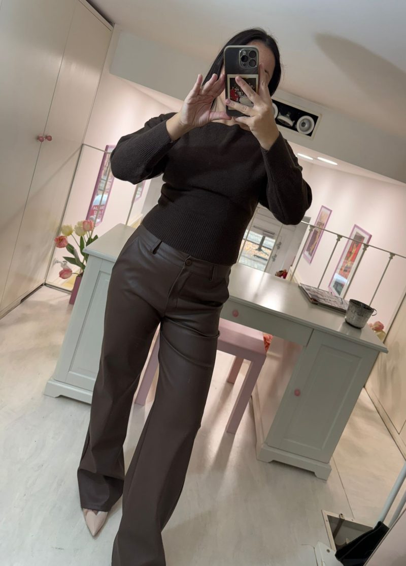 PANTALONE PALAZZO ECO MARRONE