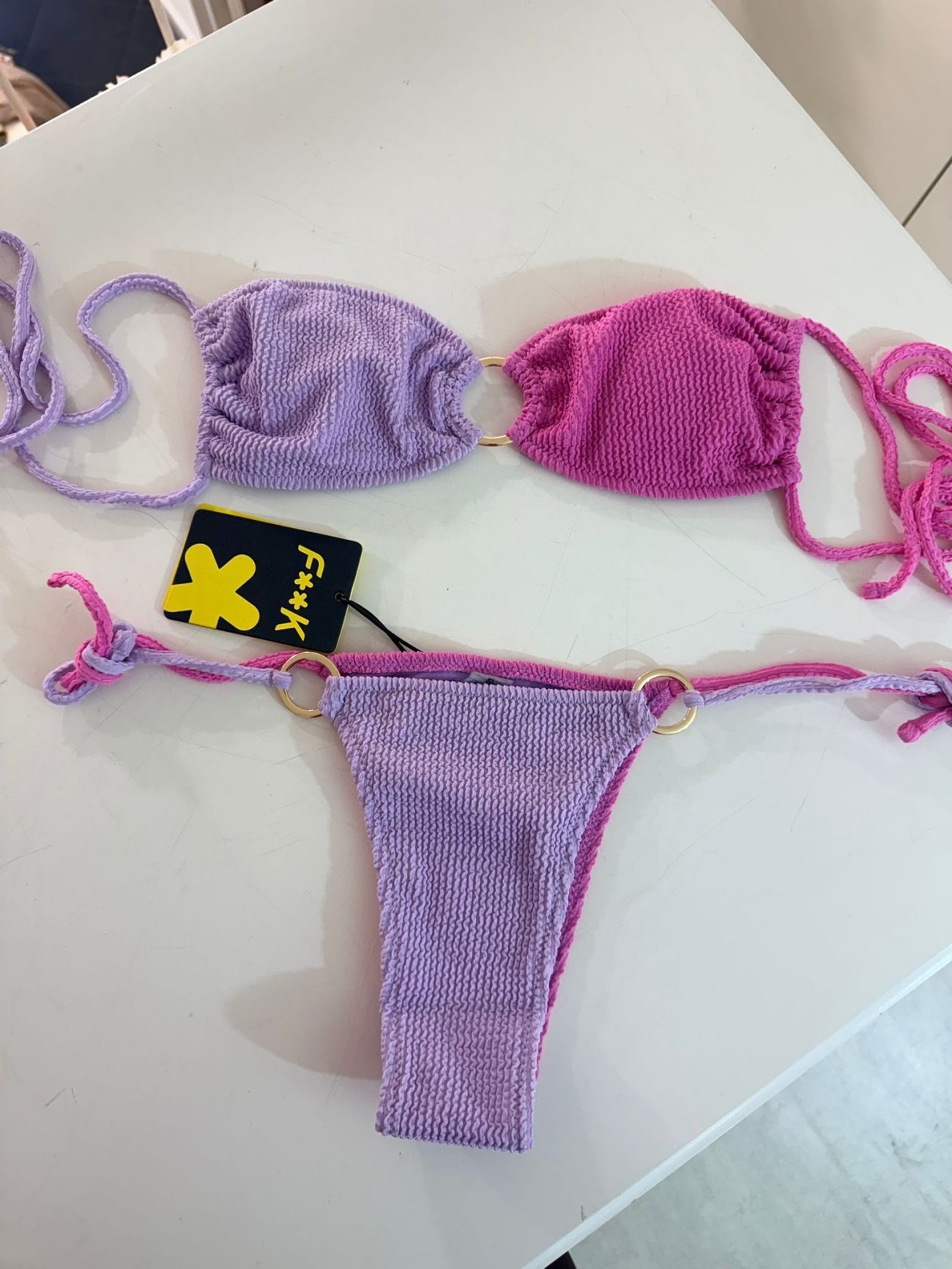 BIKINI FASCIA E SLIP REGOLABILE A COSTINE BICOLOR