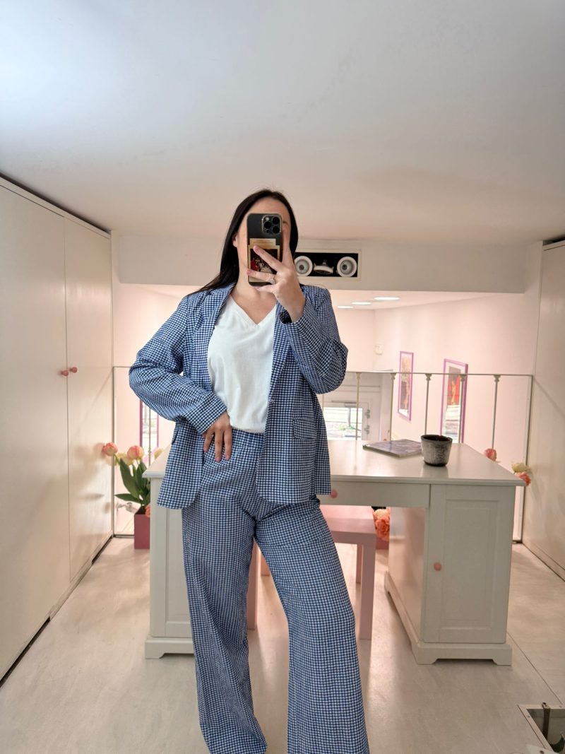 PANTALONE VICHY MIDI BLU