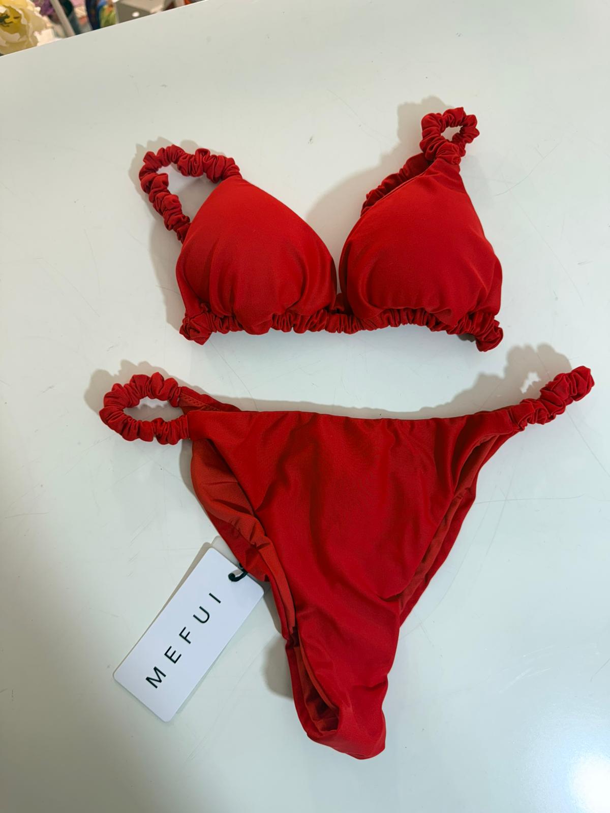 BIKINI TRIANGOLO CON SLIP FISSO ROSSO