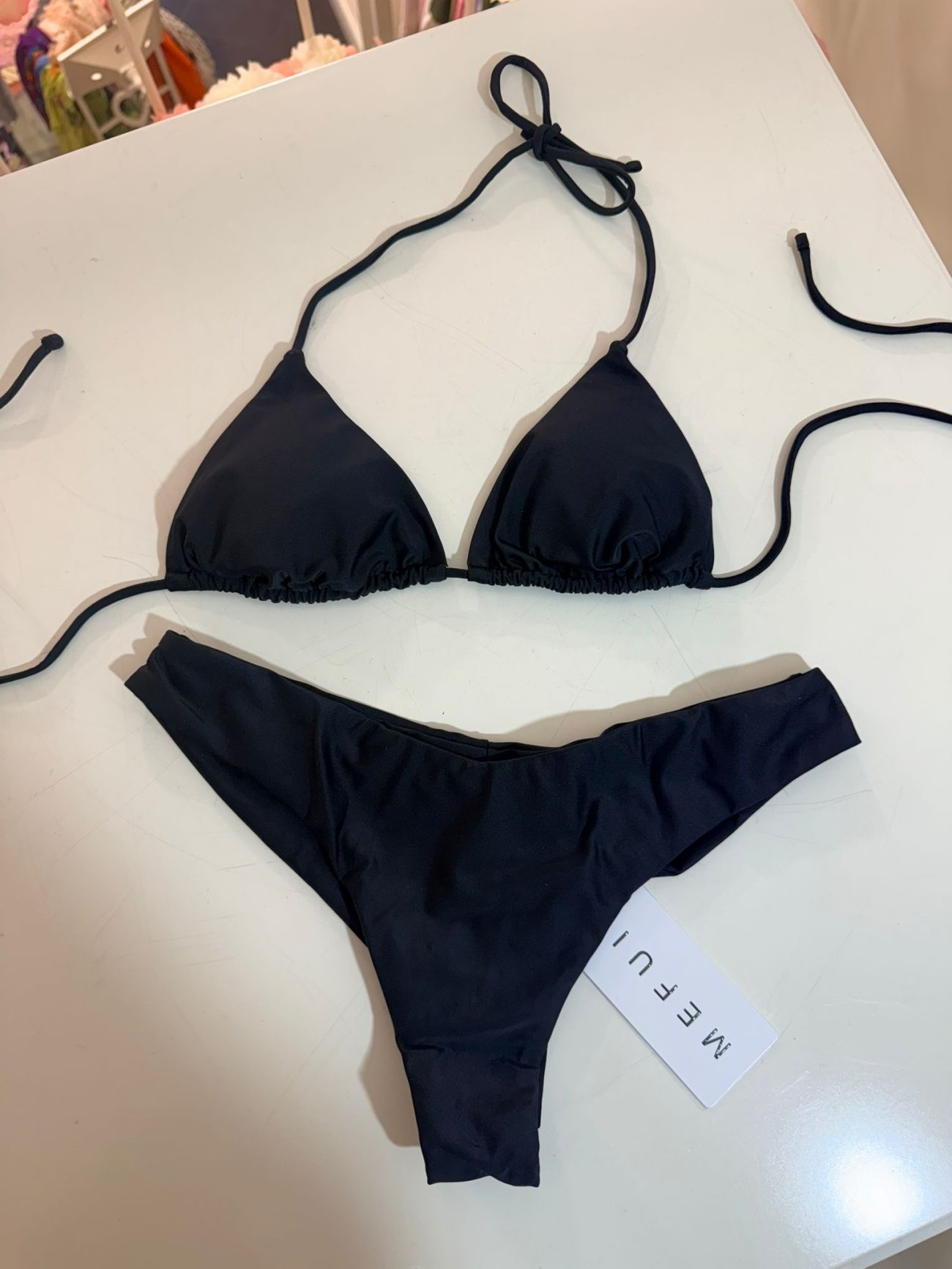 BIKINI TRIANGOLO E SLIP AMERICANO FISSO NERO