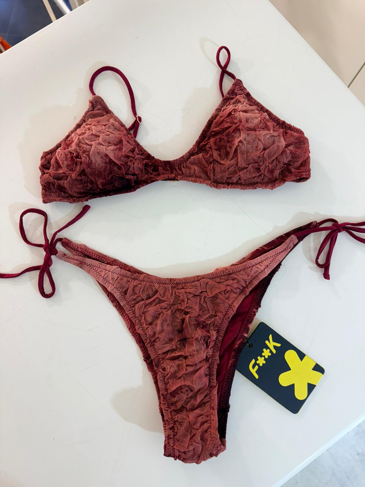 BIKINI TRIANGOLO E SLIP AMERICANO REGOLABILE BORDEAUX