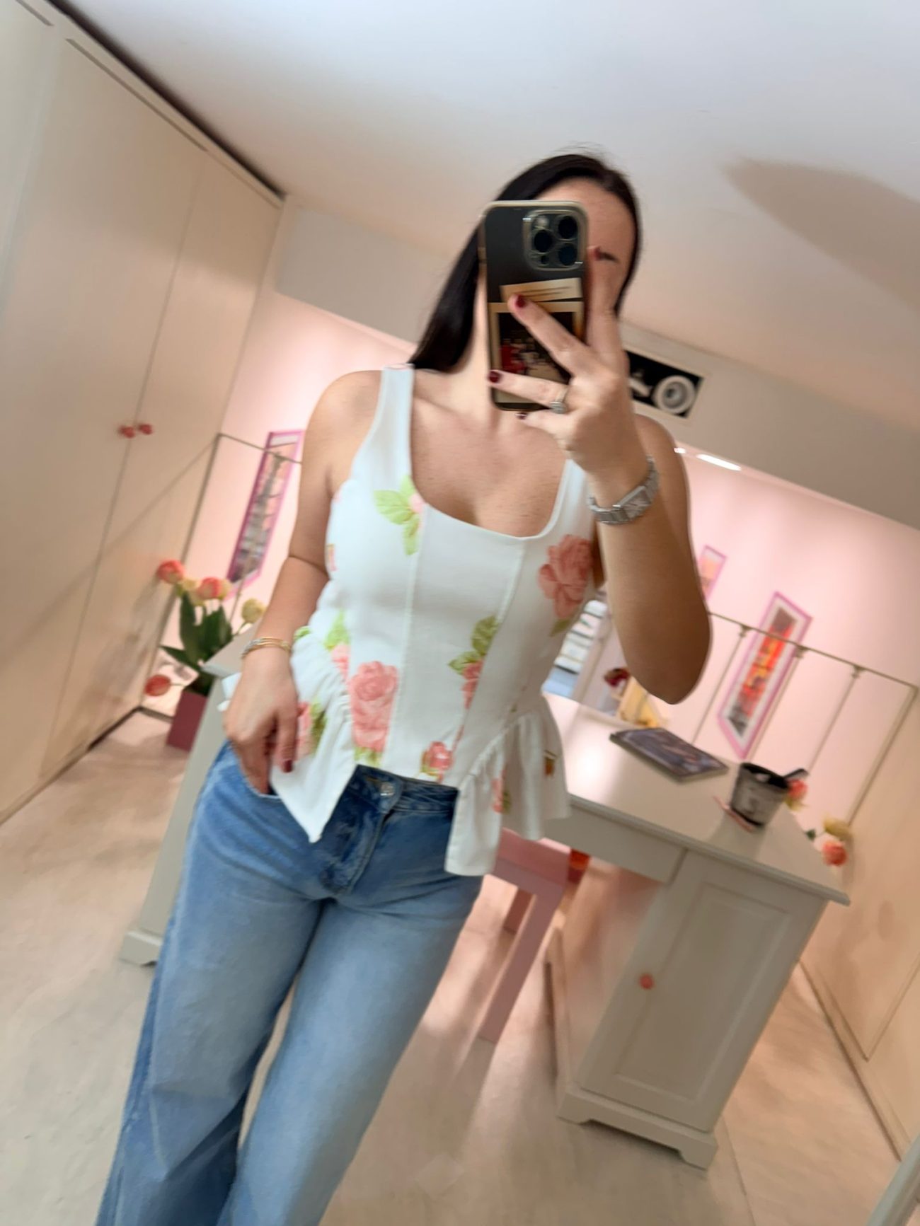 CORSETTO IN DENIM FIORI